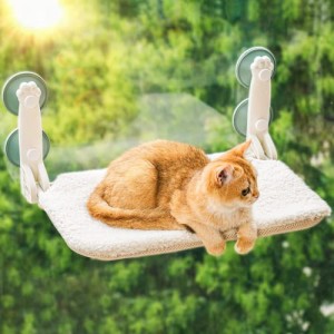 52×30cm ベージュ 猫用吸盤式ハンモック ペット 猫用ベッド 猫用品 窓用 休憩 睡眠 日光浴 遊ぶ 活動 四季を通じて対応可能 取り付けが