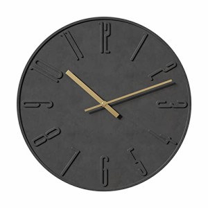 ブラック TAHITICA 壁掛け時計 コンクリート製 静音 シンプル モダン 北欧 30CM 掛け時計 ウォールクロック 部屋飾り アナログ 連続秒針 