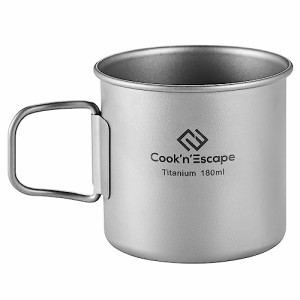 【NEW】180ml COOK'N'ESCAPE チタンマグ キャンプカップ 180ml エスプレッソ 折りたたみ取っ手 軽量 コーヒーカップ 湯呑 CA2406