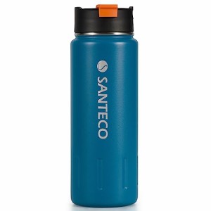 ブルー SANTECO 水筒 710ml 大容量 直飲み 真空断熱 魔法瓶 保温 保冷 ステンレスボトル 広口 洗いやすい スポーツボトル 氷入れ 漏れな