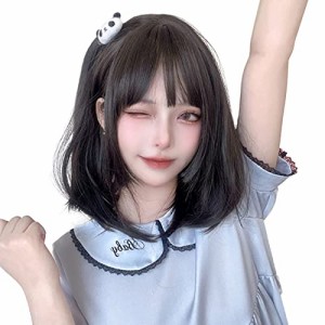 墨色・ブラック系 BARSDAR ウィッグ ボブ ショート レディース wig カツラ ボブショート セミロング ファッション フルウイッグ 小顔 お