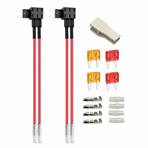 KILIGEN 2個の12V/24V小型デュアルポートヒューズタップ回路追加、デュアルワイヤーハーネス付きATM小型ピギーバックブレードヒューズホ