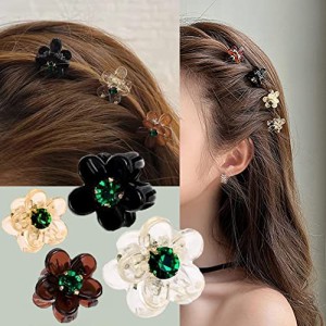 4色セット Moeagel ヘアクリップ ミニ 8個入り 可愛い 花 ヘアクリップ ヘアアクセサリー 大人用 バンスクリップ 使いやすい 前髪クリッ