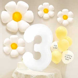 デイジー風船(数字3) Iysoll 誕生日 飾り付け バースデーバルーン 数字 3 バルーン 大きい デイジー 飾り 3歳 HAPPY BIRTHDAY 風船 フラ