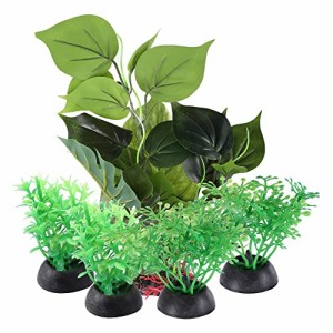 VOCOSTE 水族館プラスチック植物 水槽プラント 人工水生植物 景観植物の装飾用 グリーン 5個