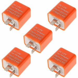 オレンジ*5 YFFSFDC フラッシャーリレー 2ピン オートバイ用 12V LED ターン 方向 指示 シグナル ランプ 継電器 5個入り (オレンジ)