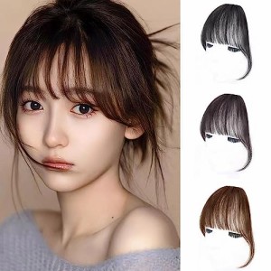 サイドあり-1_ライトブラウン Fuyunohi 前髪ウィッグ ヘアピース 部分ウィッグ つけ毛 ふわふわ 前髪 ポイントウィッグ 超薄型 前髪 ウィ