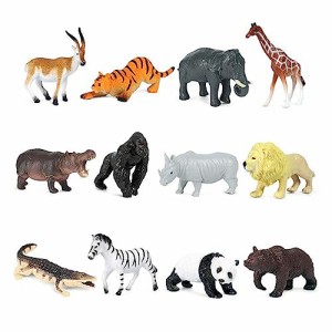 動物 12PCS ミニ動物フィギュア 野生動物フィギュアセット リアルな動物模型 動物園主題 ミニモデル 人気動物 飾り物 コレクション