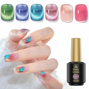 A Biutee ジェルネイル ネイルカラー ラメ入り キラキラ 6色*8ml UV/LED対応 マグネットネイル ジェルネイル カラージェル キャツアイジ