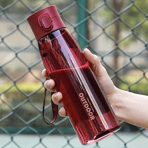 1000ml_red ボトル 水筒1000ml 、680ml 、470ml タイムマーカー付き Tritan ウォーターボトル 超軽量 漏れ防止 携帯便利 BPAフリー アウ