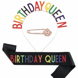 [YINKE] 誕生日 王冠 たすき ブローチ 「IT`S MY BIRTHDAY」誕生日の女の子ベルトセット おしゃれ ローズゴールド 誕生日カチューシャ バ