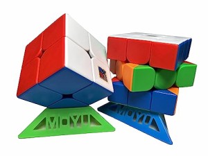彩色2段＆3段セット マジックキューブ 立体パズル 磁石キューブ 指の運動 回転キューブ 知育 遊び 脳トレ おもちゃ 楽しいゲーム 競技入