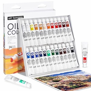24色 LIGHTWISH 油絵の具 学習油絵セット 24色 x 12ml キャンバス絵画用の豊富な顔料油ベースの絵の具、初心者、学生、大人向けの非毒性