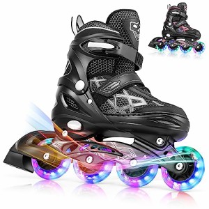 S_ホワイト 調整可能なインライン スケート ローラー ブレード スケート ライト アップ ホイール 子供の男の子と女の子のための女性の靴