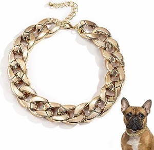 犬用ネックレス 首輪 ペットの首輪 ゴールド犬の首輪 犬の首輪チェーン 小型 中型犬 着脱簡単 プラスチック ゴールド