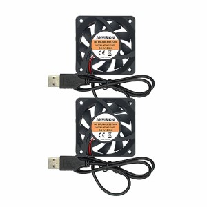 60mm 5V USB ANVISION 60mm x 15mm DC 5V USBブラシレス冷却ファン デュアルボールベアリング2個パック