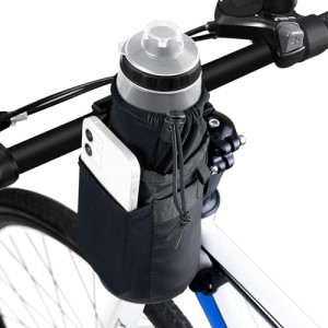 自転車用ボトルケージ ハンドルバーバッグ 携帯収納ポケット付き ショルダーストラップ付き 自由調節可能 ウォーターボトルバッグ ケトル
