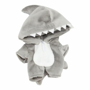 gray niannyyhouse 10cm ぬいぐるみ 服 恐竜 サメ ジャンプスーツ カバーオール 着せ替え 綿人形 アクセサリー (gray)