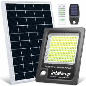 ブラック intelamp ソーラーライト センサーライト 屋外 人感センサー LEDライト 12000mAh大容量電池 170LED 光束最大2000ルーメン 強力 