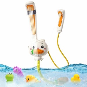 ウサギ お風呂 おもちゃ HOLYFUN 水遊び 玩具 ウサギの形 シャワーヘッドおもちゃ ゼンマイ式 泳ぐお風呂おもちゃ 動物認知 強力な吸盤付