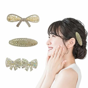 B type バレッタ ヘアアレンジ ヘアアクセサリー おしゃれ 3枚 髪留め 髪飾り ヘアクリップ 結婚式 お呼ばれ 大人 華やか (B type)