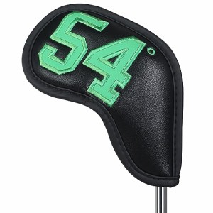 54°両面番号 黒い合成皮革 ゴルフアイアンカバー マグネット 54° ウェッジカバー クラブヘッドカバー 単品 合成皮革 ブラック 左右兼用