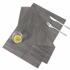 ブラック/パターンなし Annhua ランチョンマット 45ｘ30cm おしゃれ 食卓マット 2枚セット PVC製 ランチマット プレースマット 拭けるラ