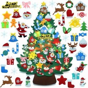 DIYフェルトクリスマスツリー DIYクリスマスツリー 壁掛けミニクリスマスツリー装飾 とクリスマスギフト＆クリスマスツリーの装飾42個の