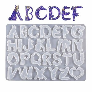 B 猫 アルファベット レジン型 シリコンモールド 英字 DIY手作り かわいい ペンダント キーホルダー アクセサリー 石膏 装飾 樹脂 シリコ
