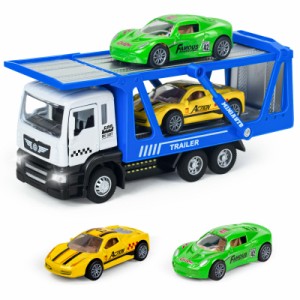 収納車 おもちゃ 建設車両 おもちゃ 車 おもちゃ レッカー車 子供 おもちゃ ミニカー セット 収納車 トラック トレーラー LED付き 合金製