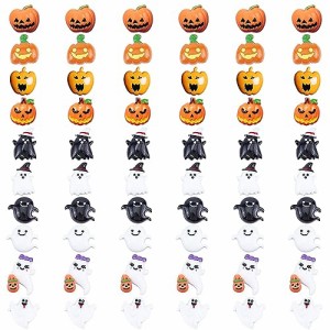 [YANYULI] ハロウィン飾り 60点セット 10種類 樹脂パーツ デコパーツ おばけカボチャ 幽霊 コウモリ チャーム DIY 手芸材料 ヘアクリップ