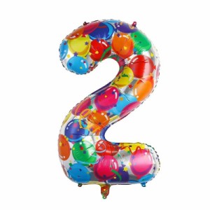 2_カラー Vthoviwa 約100cm バルーンアルミ2 ヘリウム風船 数字バルーン2カラー 誕生日 カーニバル 飾り付け記念日パーティー装飾カラー2