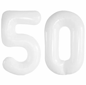50_白 Vthoviwa 約100cm バルーンアルミ50 ヘリウム風船 数字バルーン50白 誕生日 カーニバル 飾り付け記念日パーティー装飾白50 男女兼