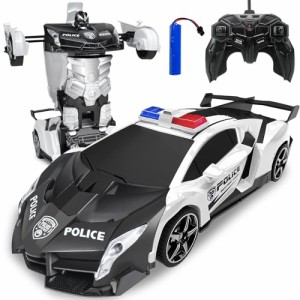 黒白 Huang Yem ラジコンカー こども向け 変形 ロボット 充電式バッテリー RCカー スタントカー モデルカー 360度回転 操作時間30分 2.4G