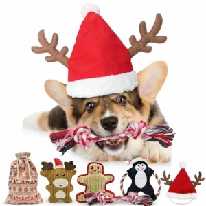 ５セット 犬おもちゃ 犬噛むロープ 音の出るおもちゃ イヌ噛むおもちゃ クリスマス ぬいぐるみ 歯磨き 犬遊び 中小型犬に適用