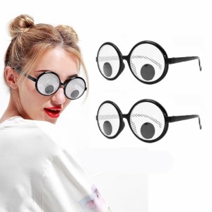 [Veenkeny] おもしろメガネ 2個セット 目が動く眼鏡 面白 パーティーメガネ お笑い芸人 ファッション 目飾り 写真用 男女兼用 パーティー