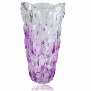 グラデーション 薄紫 Fukolilili鮮花ガラス花瓶現代ファッション北欧花瓶24cm広口カラフル花瓶、結婚式食卓インテリア装飾品 (グラデーシ