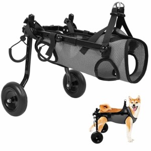 グレー(S) BECEMURU 犬用車椅子 歩行器 歩行補助 軽量 犬介護 補助輪 犬用カート サイズ調整可能 ２輪犬用カーと 犬リハビリ用具 犬ヘル