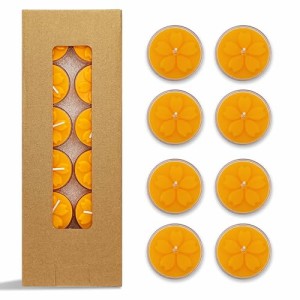 桜花 蜜蝋のティーライトキャンドル 手作り24個 Beeswax Tealight Candles 透明カップ 6-7時間燃焼時間 家の装飾 安息日 結婚式 緊急用 