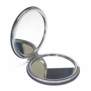 DKJLSTORE 手鏡折畳み 拡大鏡付き 携帯ミラー 折りたたみ シンプルなデザイン 角度調整可 超軽量(ブラック) 手鏡 小さい 手鏡 コンパクト