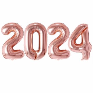 2024ローズゴールド_2024ローズゴールド Vthoviwa 約100cm 2024新年の数字、2024数字の風船ローズゴールド