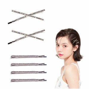 Doyime ヘアピン (6本セット) ヘアクリップ 前髪クリップ ヘアアクセサリー 髪留め 合金＋ダイヤモンド かわいい おしゃれ シンプル きら