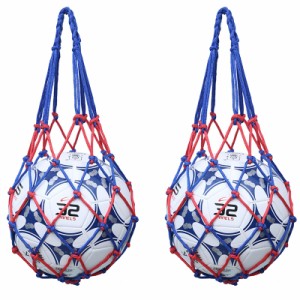 Red+Blue ALLVD 【2個入り】収納 サッカー/バレーボール/バスケットボール用 簡易ボールバッグ 網袋 持ち運び 保管用 (Red+Blue)