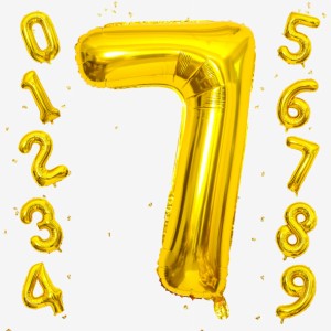 7_ゴールド GOPATY数字バルーン 大きい 40インチ 約100cm ナンバーアルミ風船 誕生日飾り付け 記念日 バースデーパーティー お祝い 成人