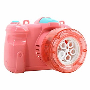 レッドワークス しゃぼん玉 電動 バブルカメラ おもちゃ こども シャボン液付き ストラップ 光る たくさん 電池 ピンク