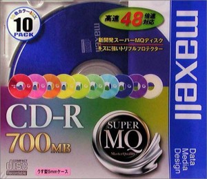 maxell データ用 CD-R 700MB 48倍速対応 カラーミックス 10枚 5mmケース入 CDR700S.MIX1P10S