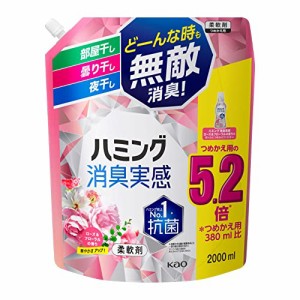 【大容量】ハミング消臭実感 柔軟剤 部屋干し/曇り干し/夜干しどーんな時も無敵消臭! ローズ&フローラルの香り つめかえ用2000ml