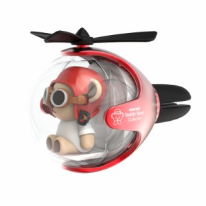 TEDDA BEAR ベアーヘリコプターパイロット車用芳香剤 レッド アロマディフューザー 車載クリップ式 除菌 消臭 車装飾 取り付け簡単 エア