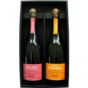 【ブラックギフト箱入り　クリスマス限定】　サンテロ ピノ　シャルドネ &ロゼ 　スプマンテ飲み比べ2本セット　750ml