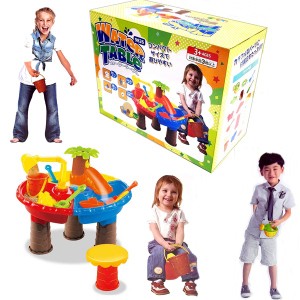 ウォーターテーブル 幼児用 ウォータープレイ サンドテーブル 知育玩具 2024年 おもちゃ 丸型 椅子付き  ラウンド 9826